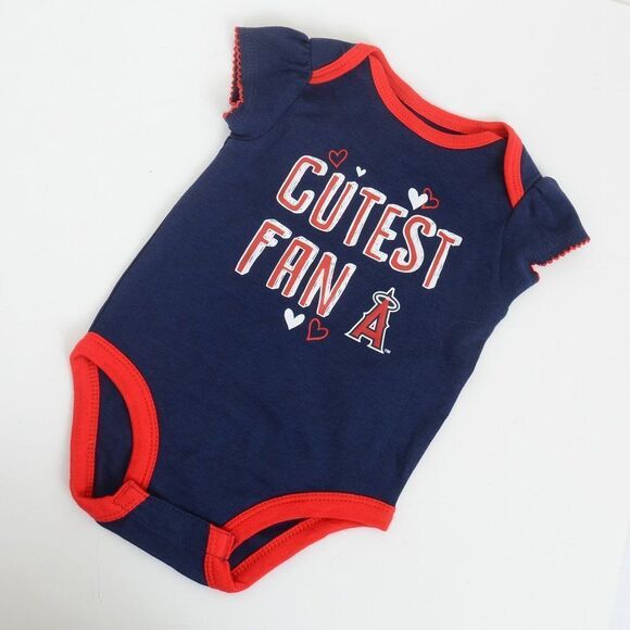Angels Baseball Cutest Fan! MLB Girls Newborn & Infants Bodysuit Romper SET - Picture 5 of 7